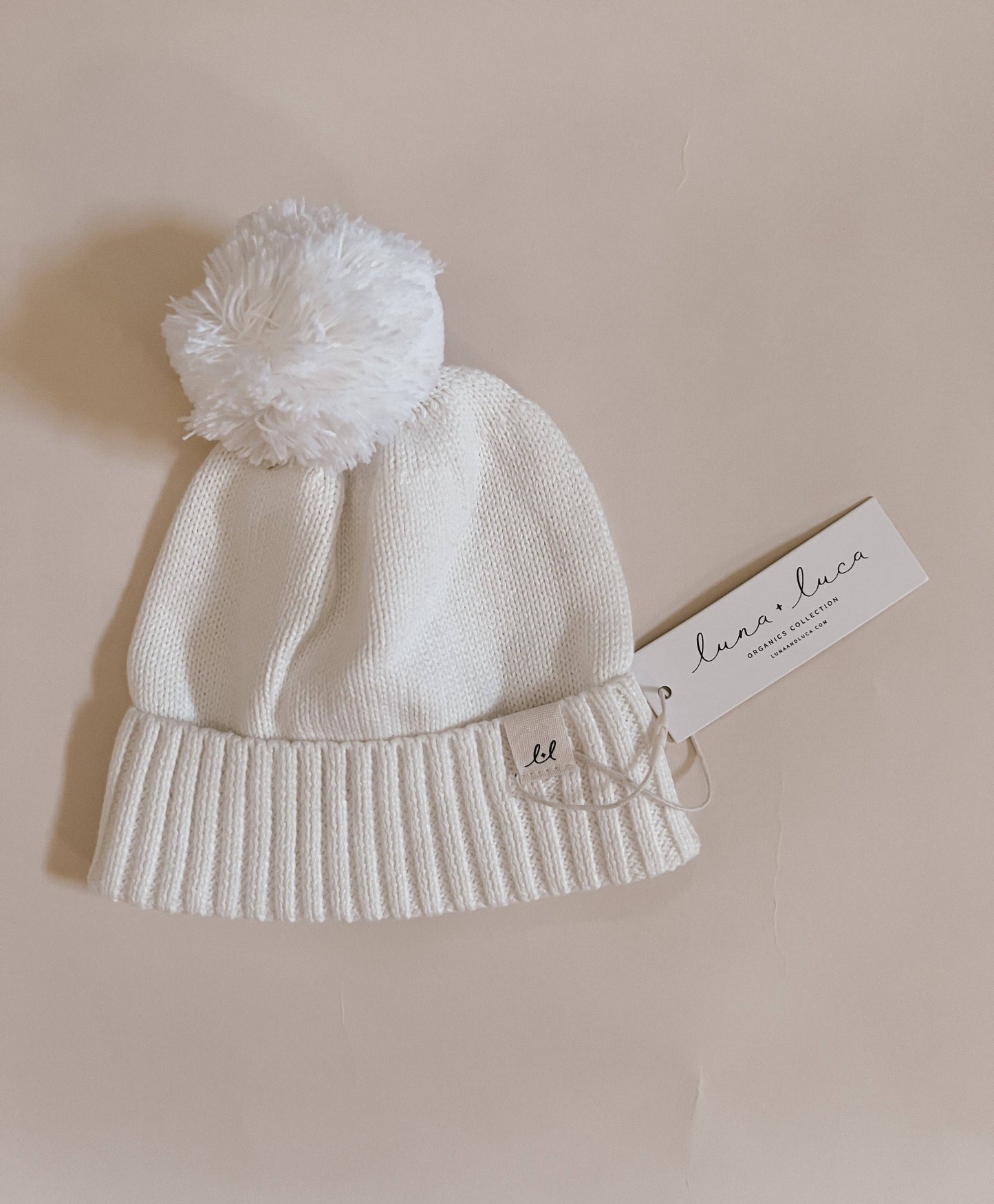 Luna + Luca Pom Beanie - White: White / 0-3m