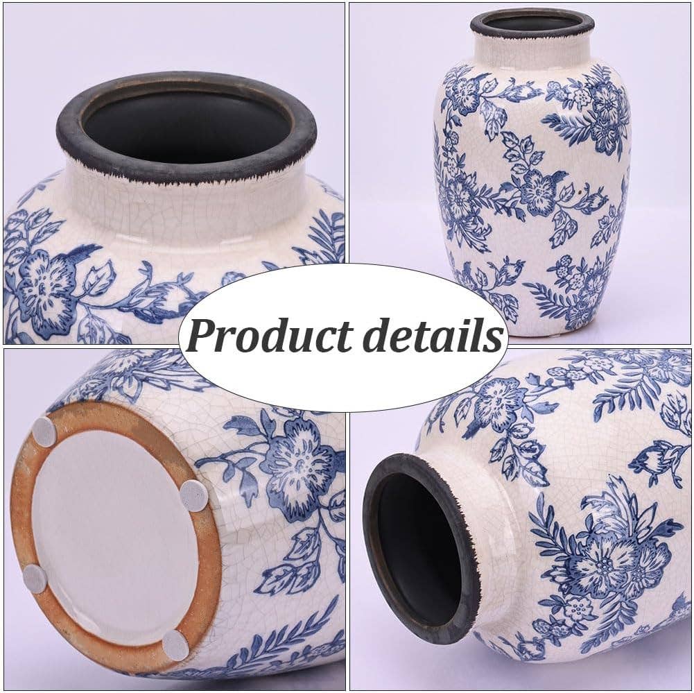 Blue Floral Ceramic Vase