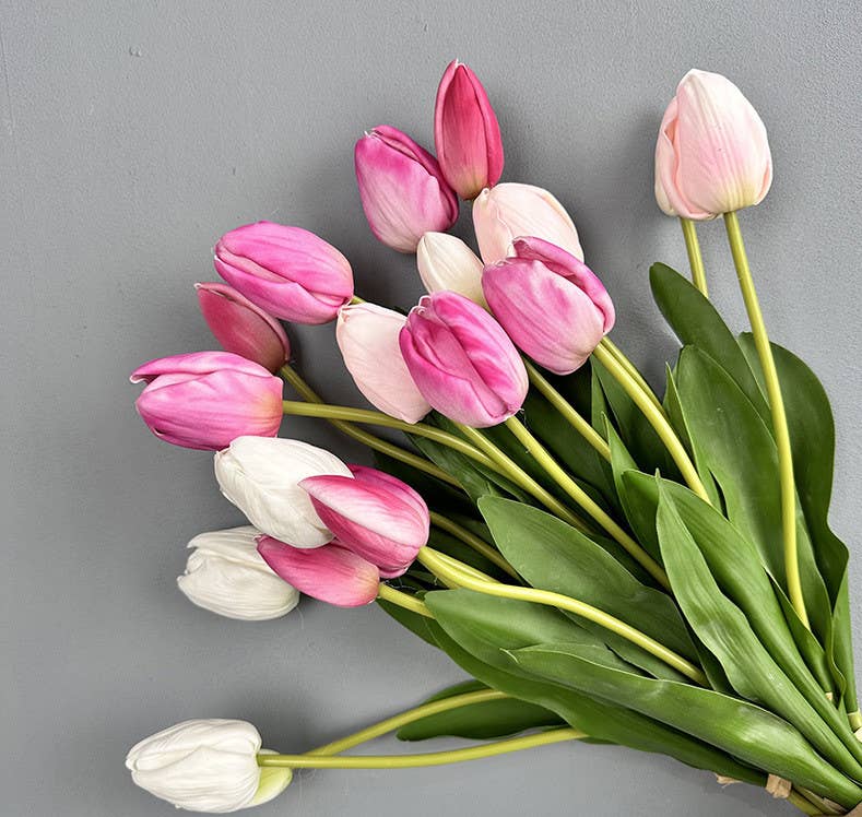 19''T Real Touch Tulips bunch, Faux Tulips Spring Flowers