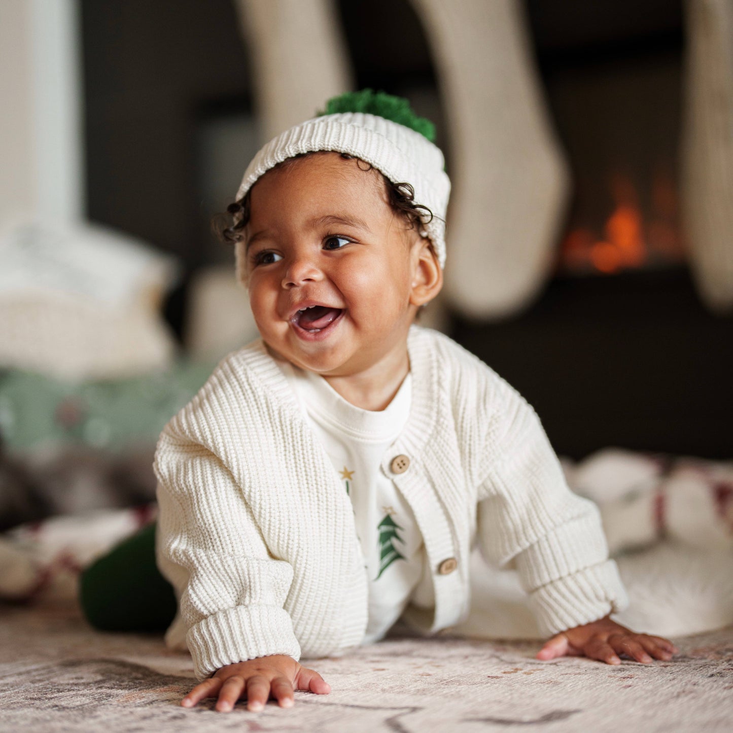 Organic Oversized Knit Cardigan: Coconut Milk / 3-6M