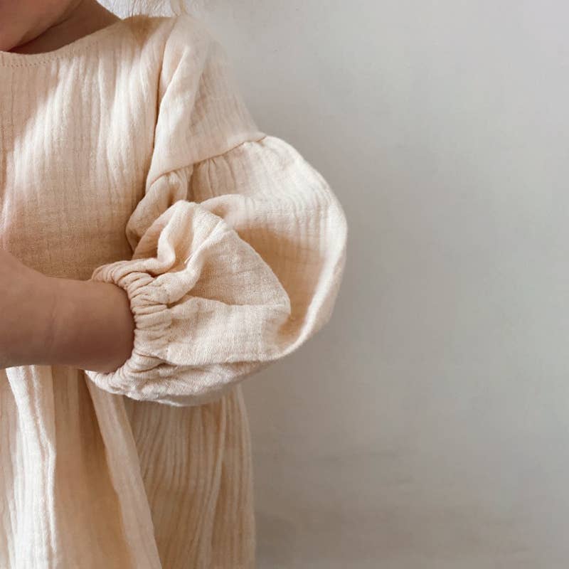 Annie & Charles® organic cotton muslin dress NOAH: Brown / 5-6Y