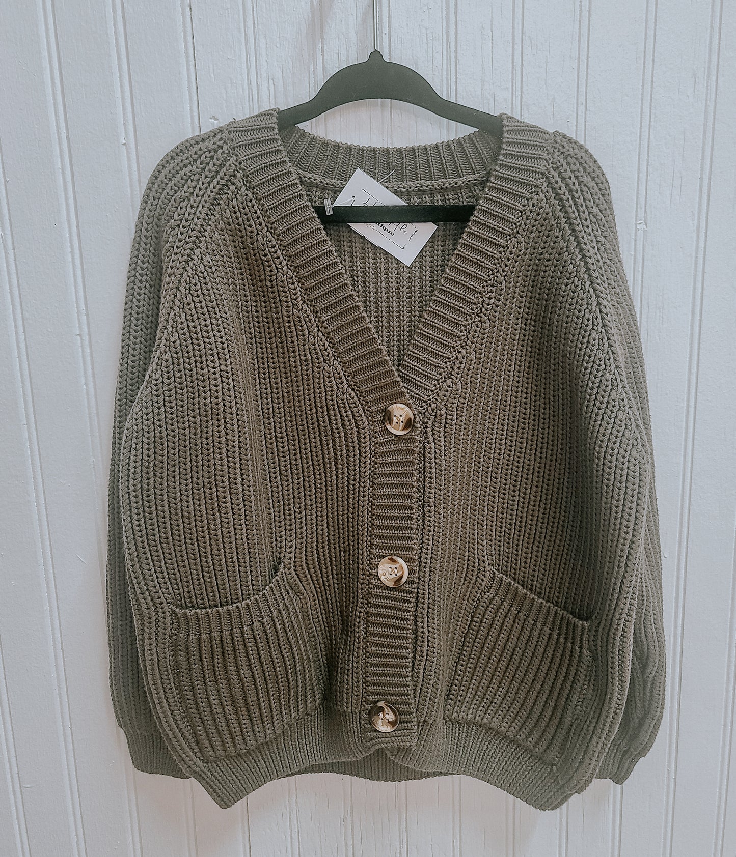 Knit Cardigan- Olive
