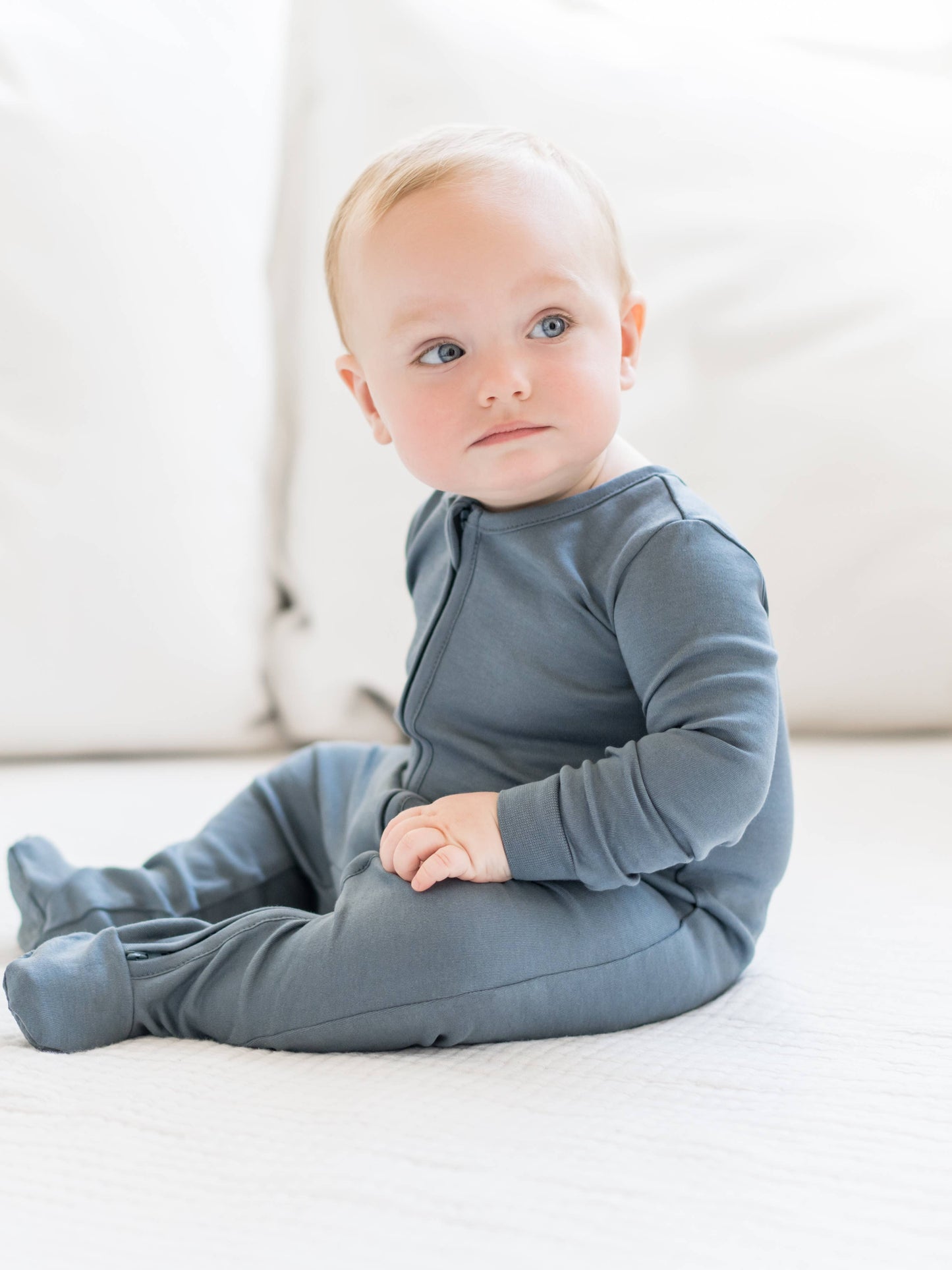 Organic Baby Peyton Zipper Sleeper - Harbor: NB