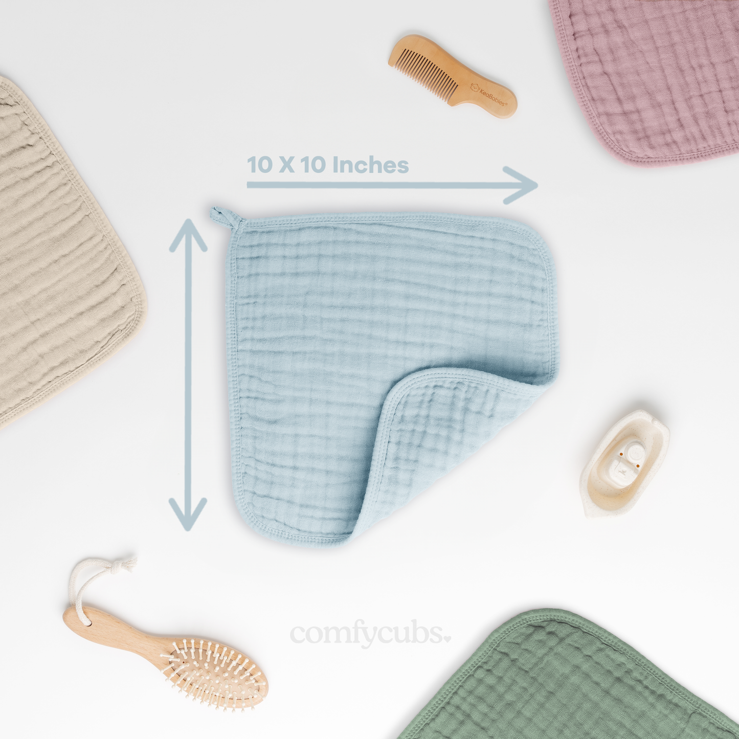 Baby Washcloths 100% Muslin Cotton by Comfy Cubs: White / 6-Pack 10”X10”