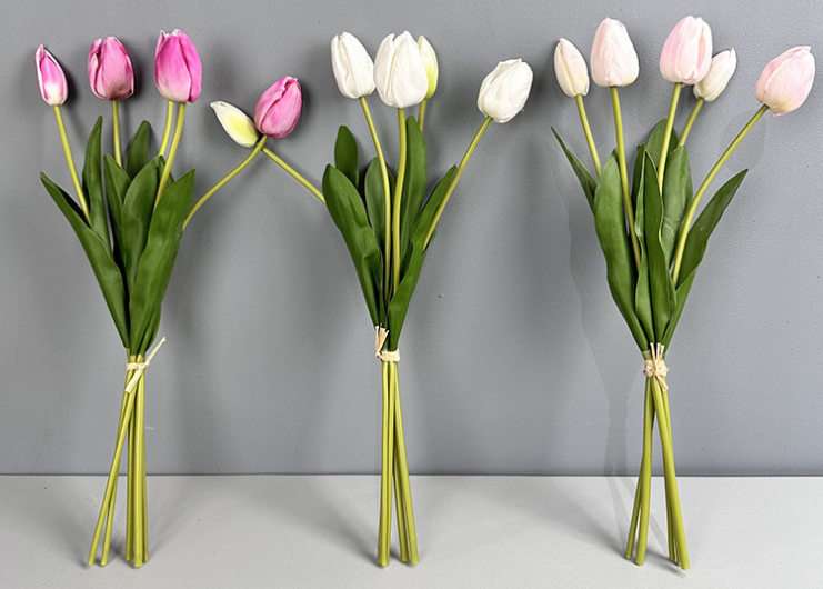 19''T Real Touch Tulips bunch, Faux Tulips Spring Flowers