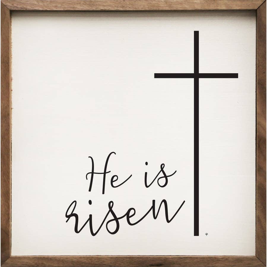 He Is Risen Cross White