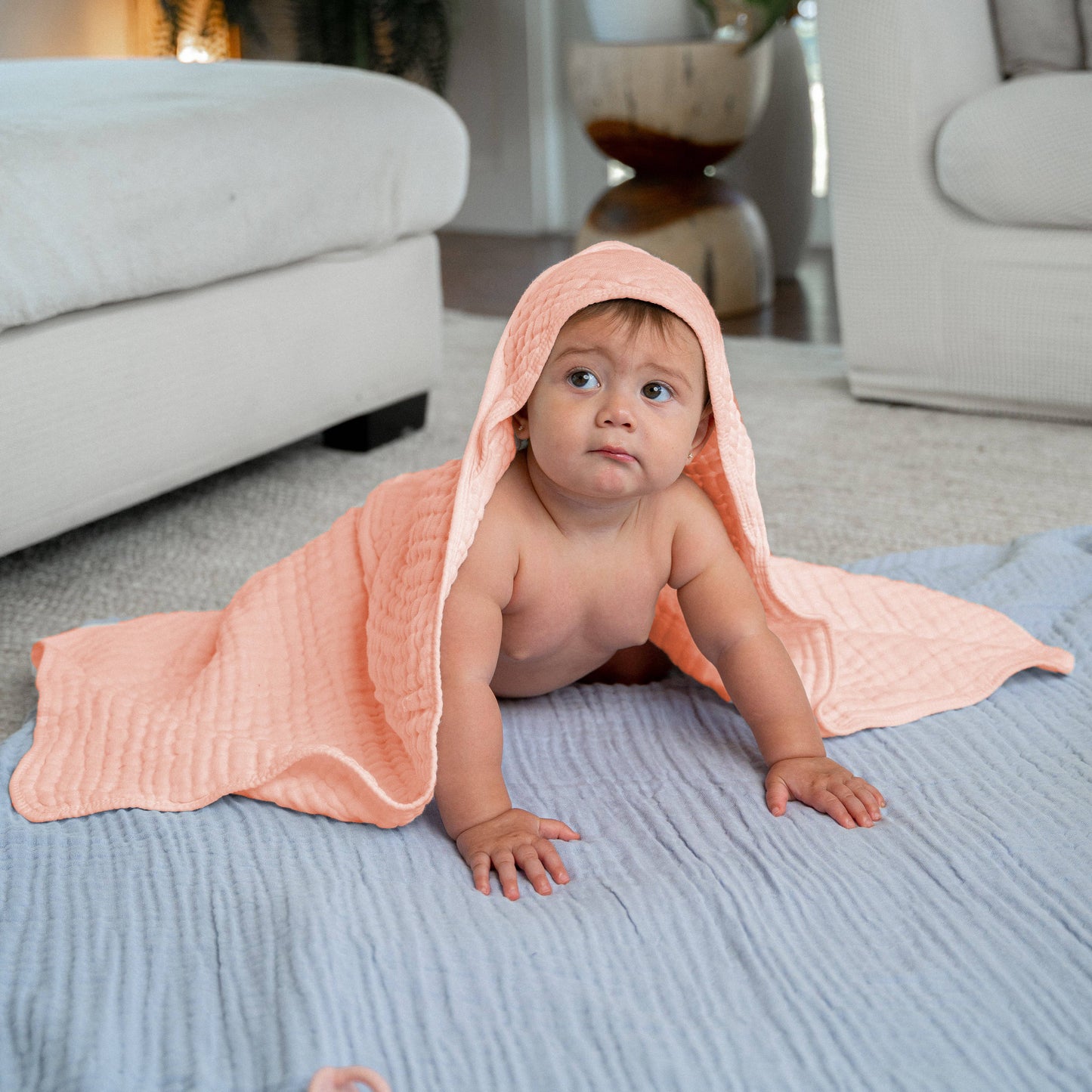 Baby Hooded 9 Layer Muslin Cotton Towel for Kids: White / Pack of 1