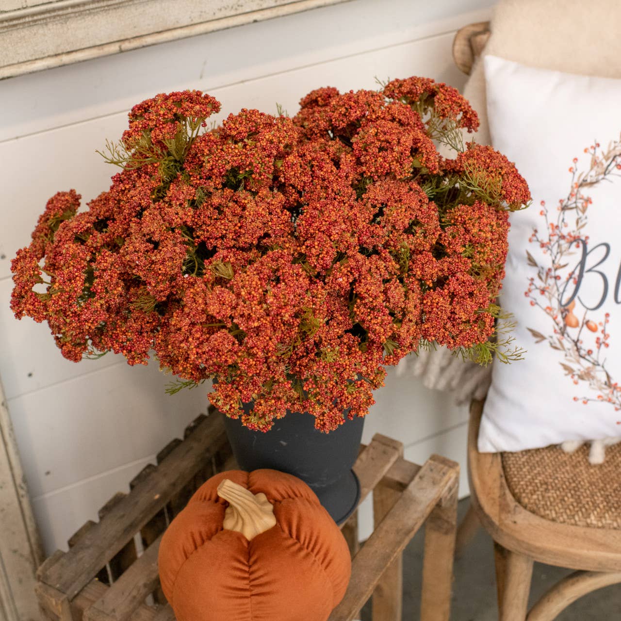 16" ORANGE & RED QUEEN ANNE LACE BUSH