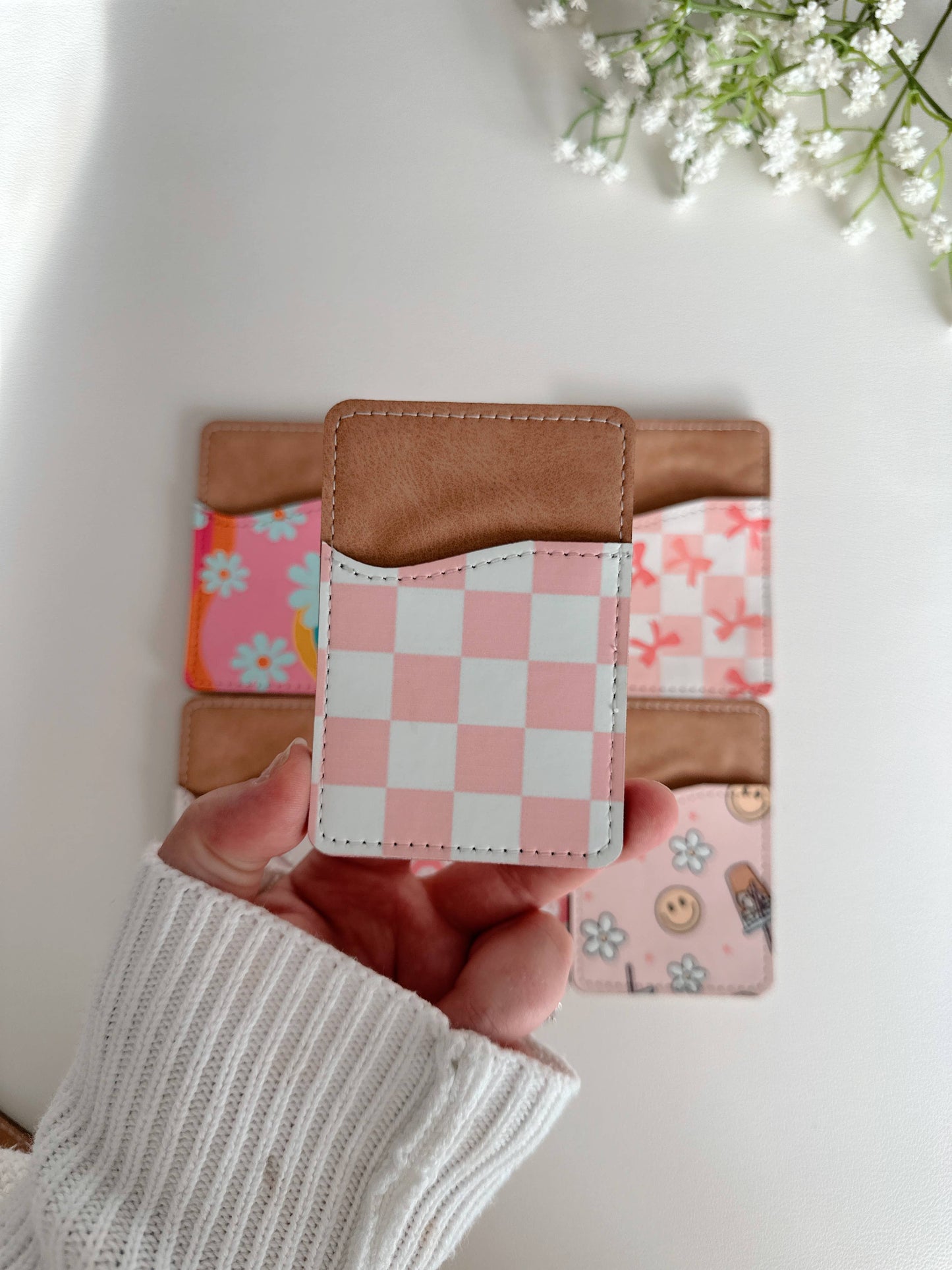 Phone Wallet, Card Holder, Stick on Phone Wallet,: #30 Black Bow