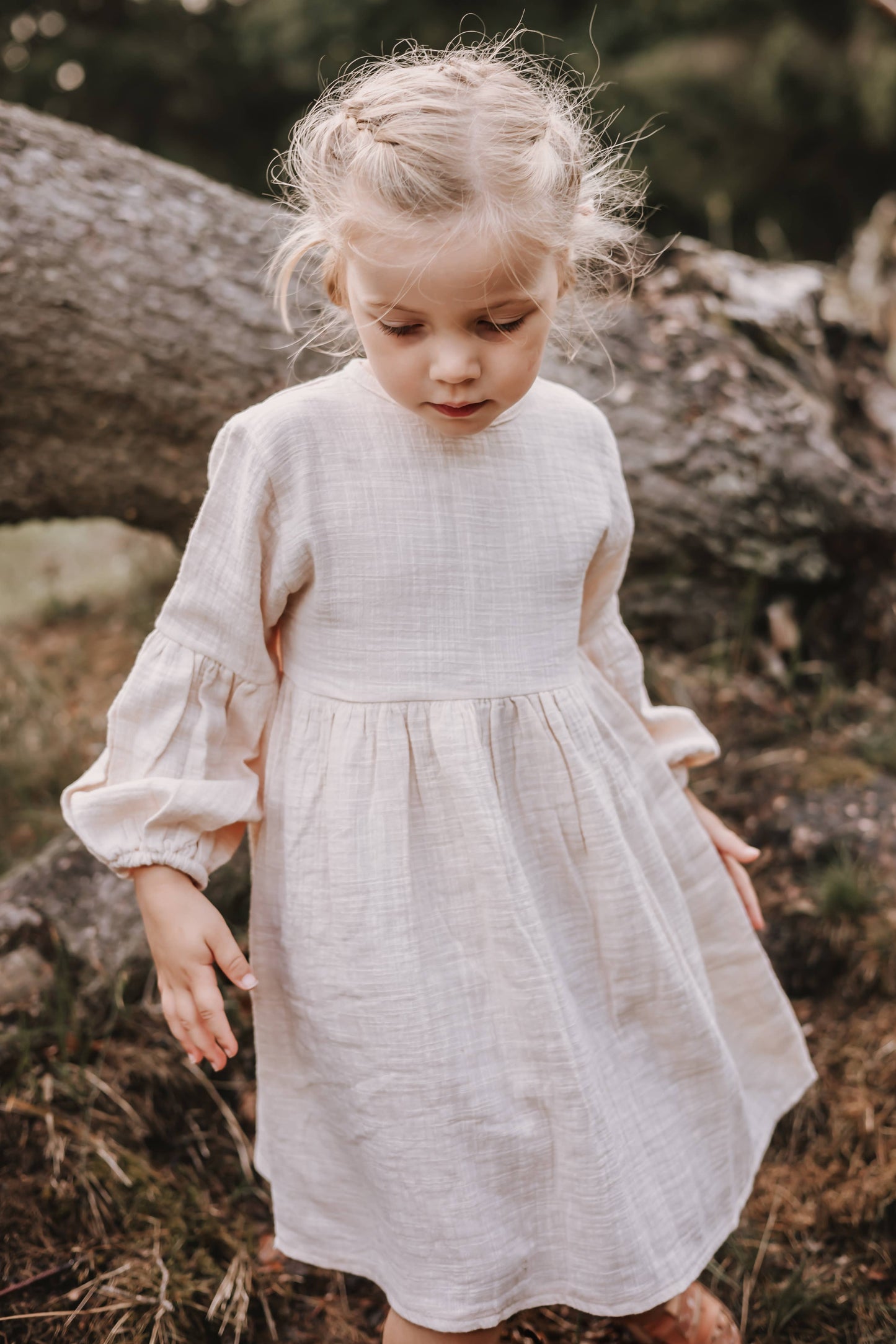 Annie & Charles® organic cotton muslin dress NOAH: Brown / 5-6Y