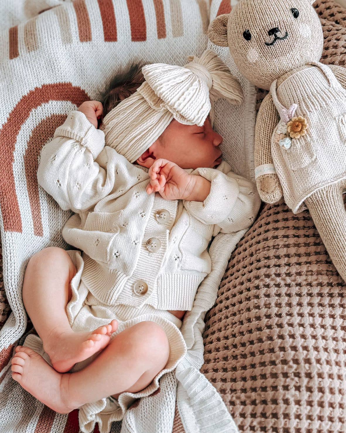 Luna + Luca Pointelle Cardigan - Cream: Cream / 6-12m