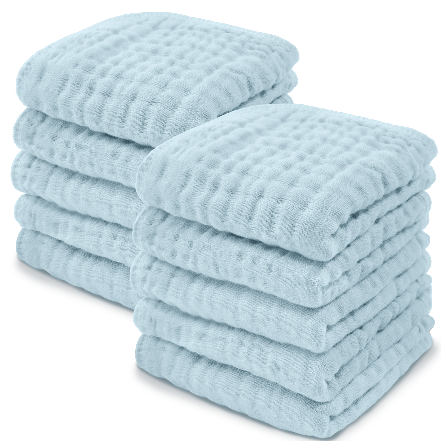 Baby Washcloths 100% Muslin Cotton by Comfy Cubs: White / 6-Pack 10”X10”