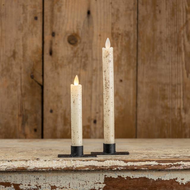 SET/ 2 - 9.5" MOVING FLAME CREAM TAPER CANDLE
