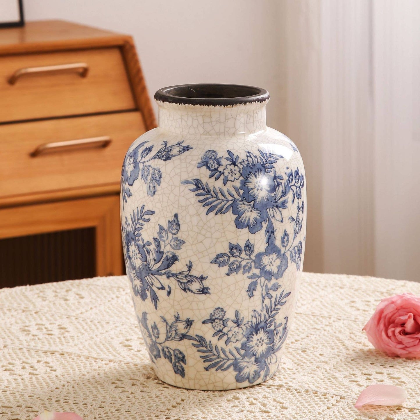 Blue Floral Ceramic Vase