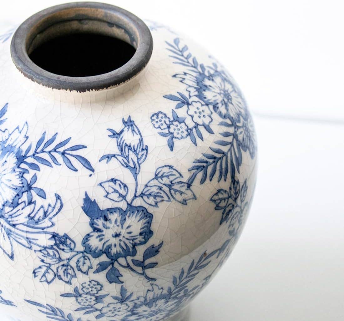 Blue Floral Ceramic Vase