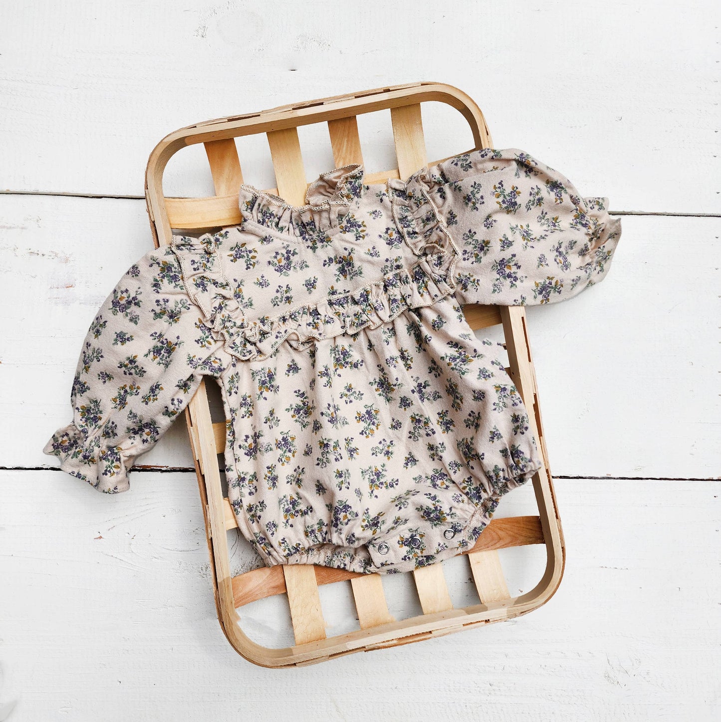 Baby Cotton bubble Romper Dressy sleeve Viola with Headbow: 18-24m