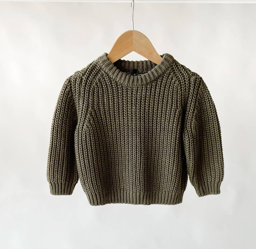 Chunky Knit Sweater- Army Green