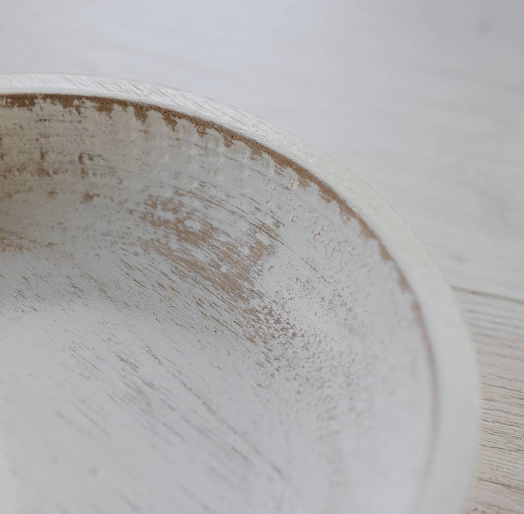 Whitewash Decorative Wood Bowl