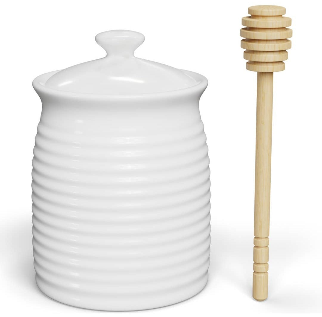 Honey Jar with Wooden Dipper