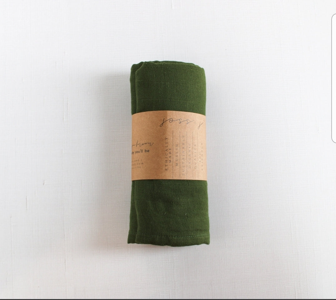 Hunter Green Muslin Swaddle