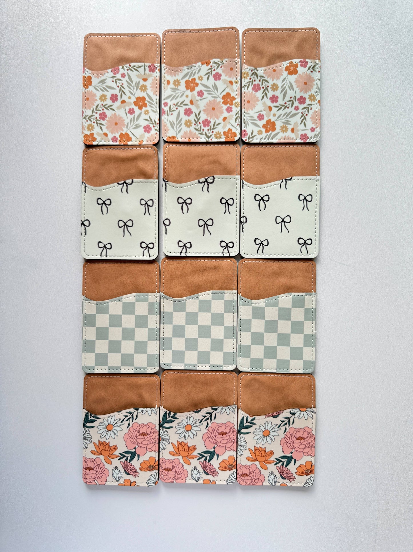 Phone Wallet, Card Holder, Stick on Phone Wallet,: #3 B&W Flowers