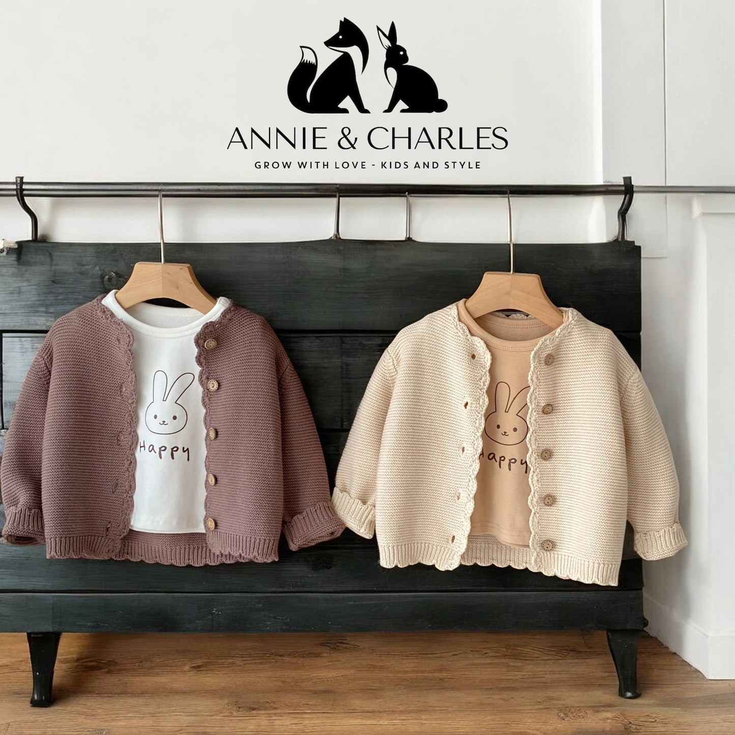 Annie & Charles® CHIARA knit jacket: Beige / 2-3 Y