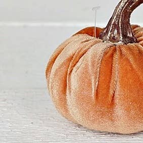 29432-4in Velvet Pumpkin w. Golden Stem-Peach