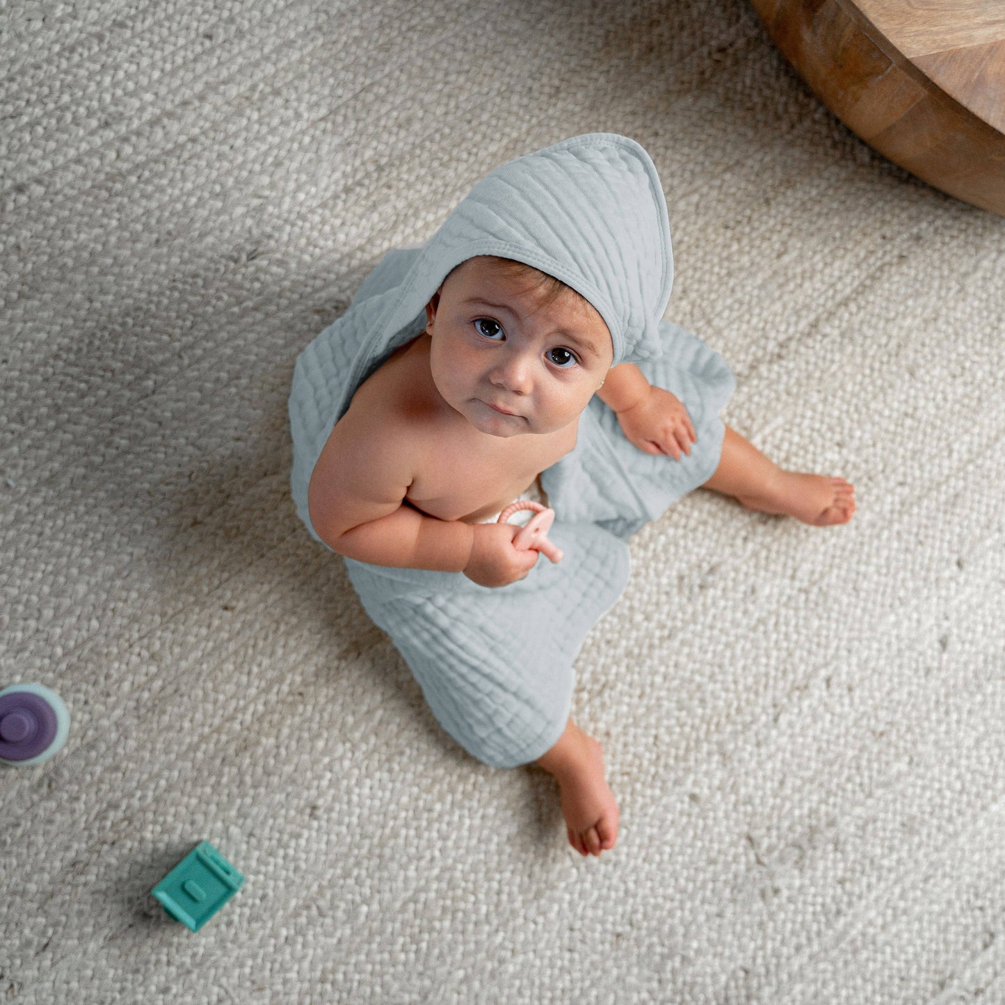 Baby Hooded 9 Layer Muslin Cotton Towel for Kids: White / Pack of 1