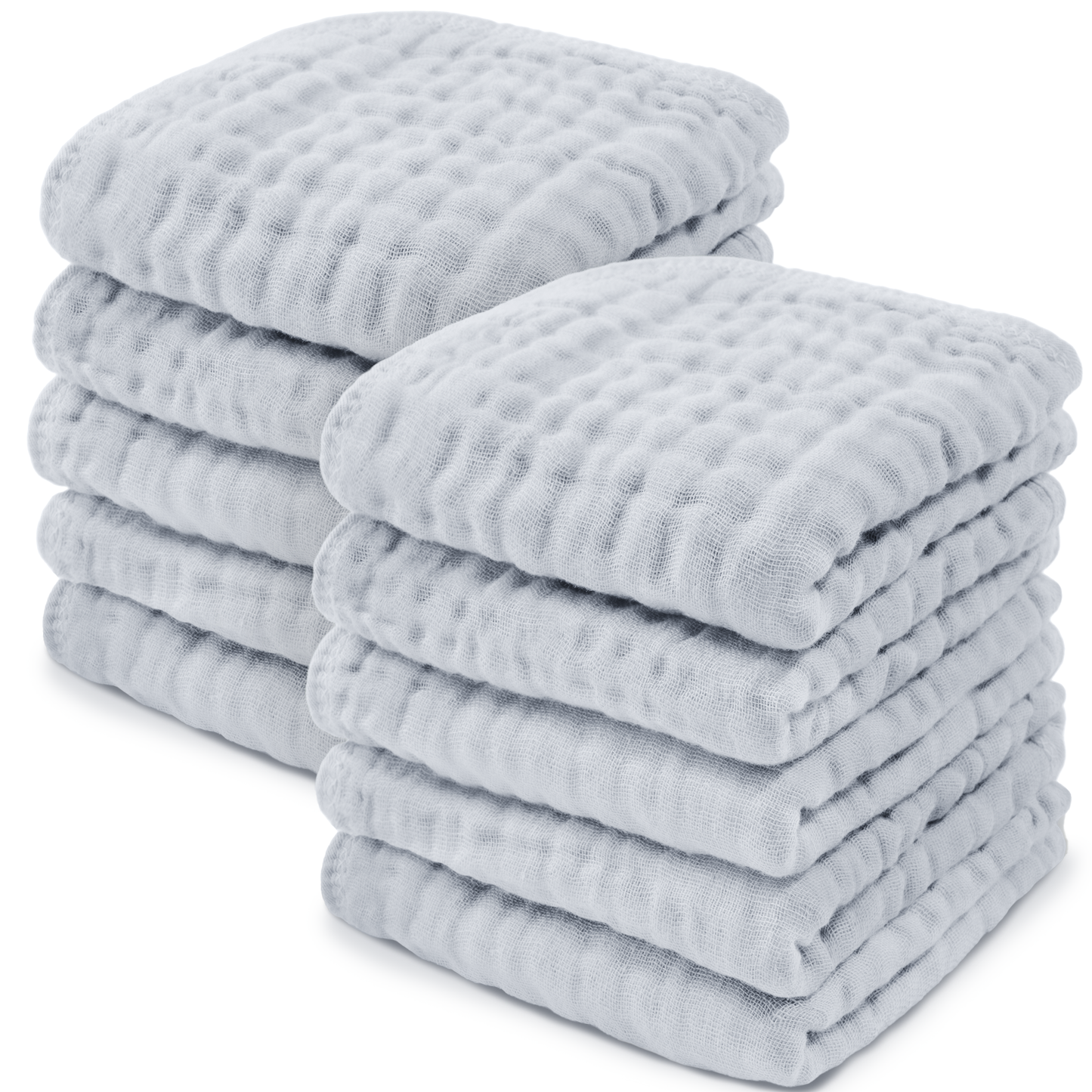 Baby Washcloths 100% Muslin Cotton by Comfy Cubs: White / 6-Pack 10”X10”