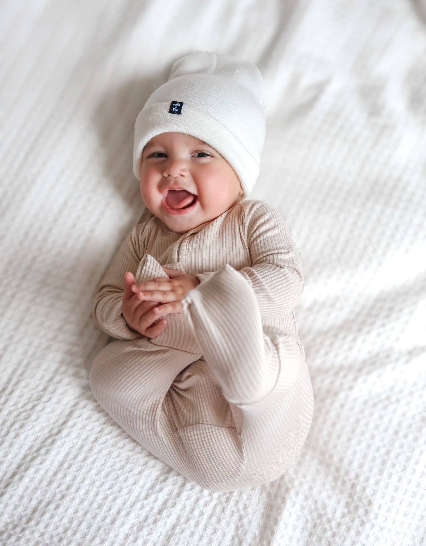 ZIP ROMPER - Clay Ribbed: 3/6m