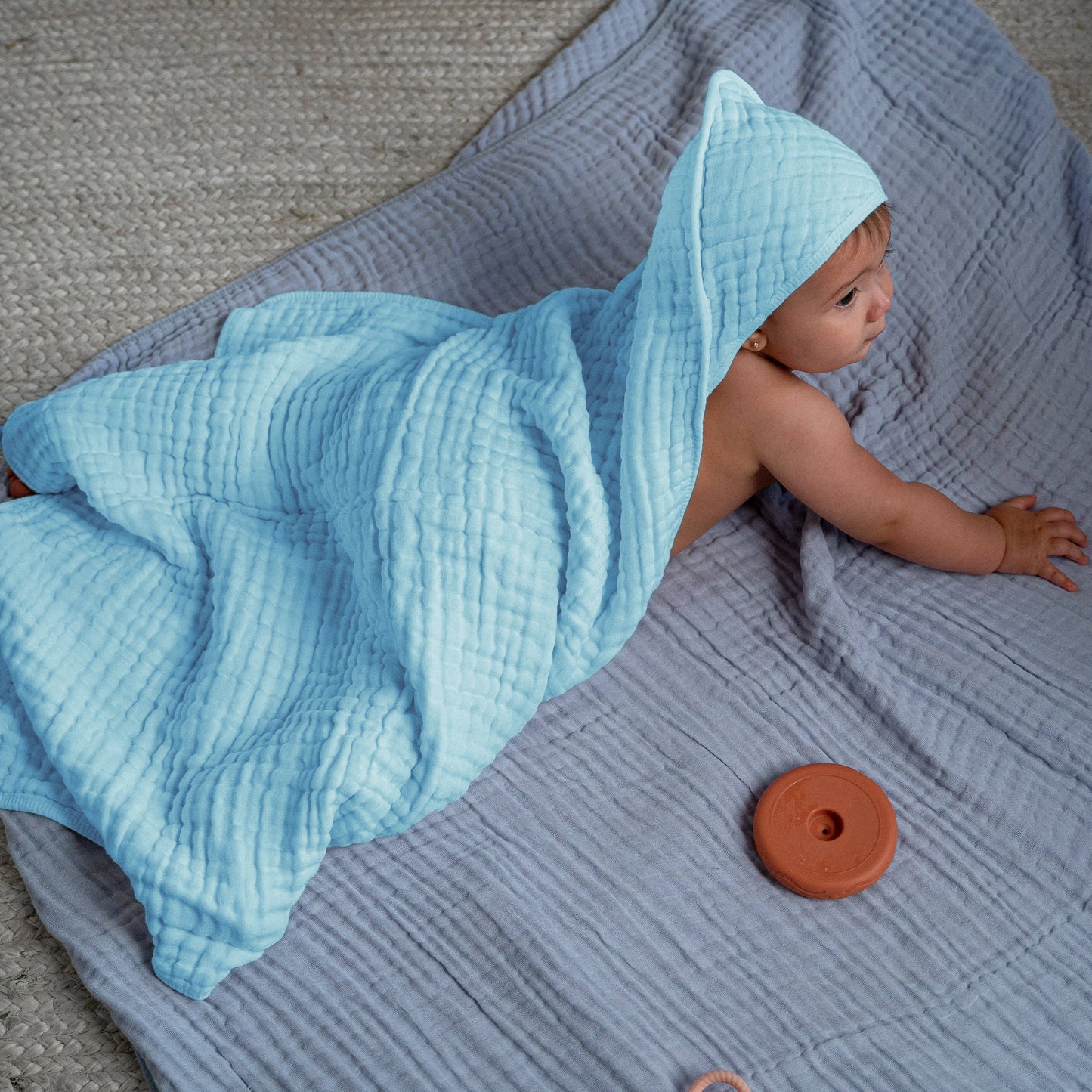 Baby Hooded 9 Layer Muslin Cotton Towel for Kids: White / Pack of 1