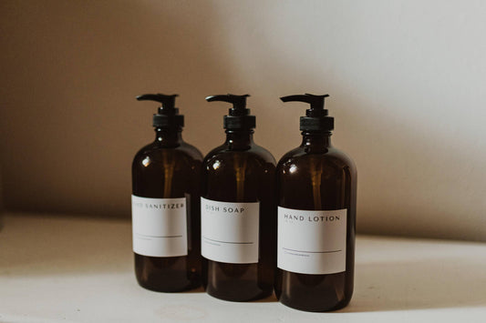 GLASS DISPENSERS 16OZ: Amber - Body Wash