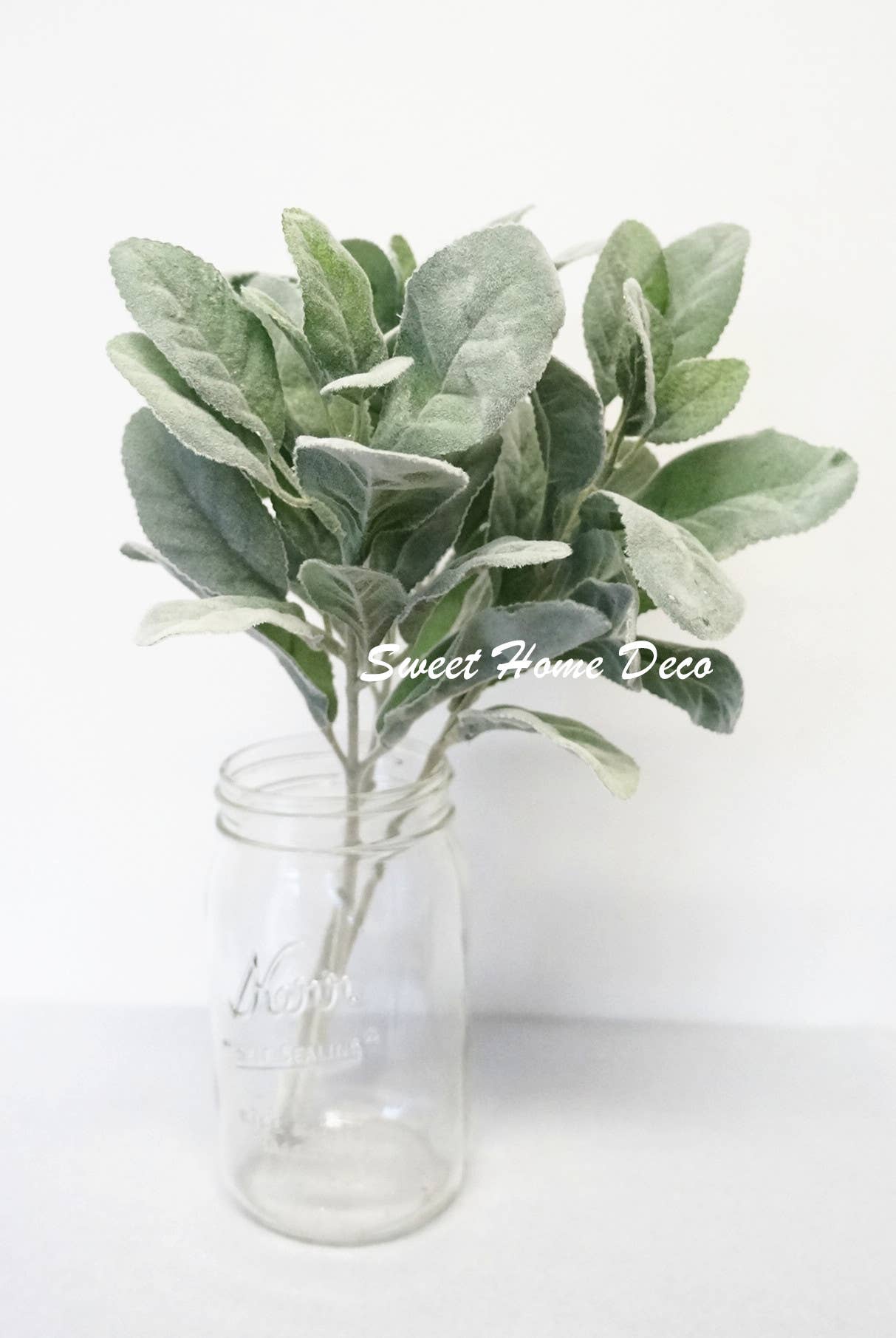 Flocked Lamb's Ear Artificial Leaf Bush, DIY Craft Greenery