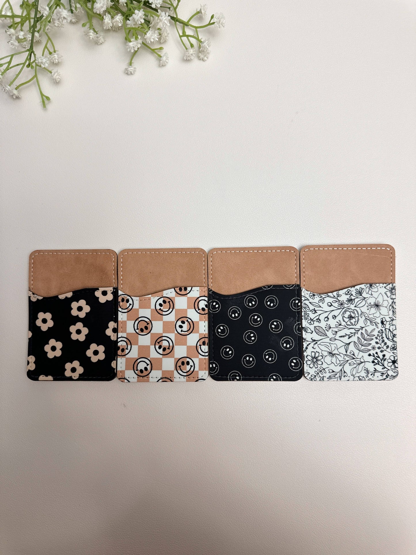 Phone Wallet, Card Holder, Stick on Phone Wallet,: #30 Black Bow
