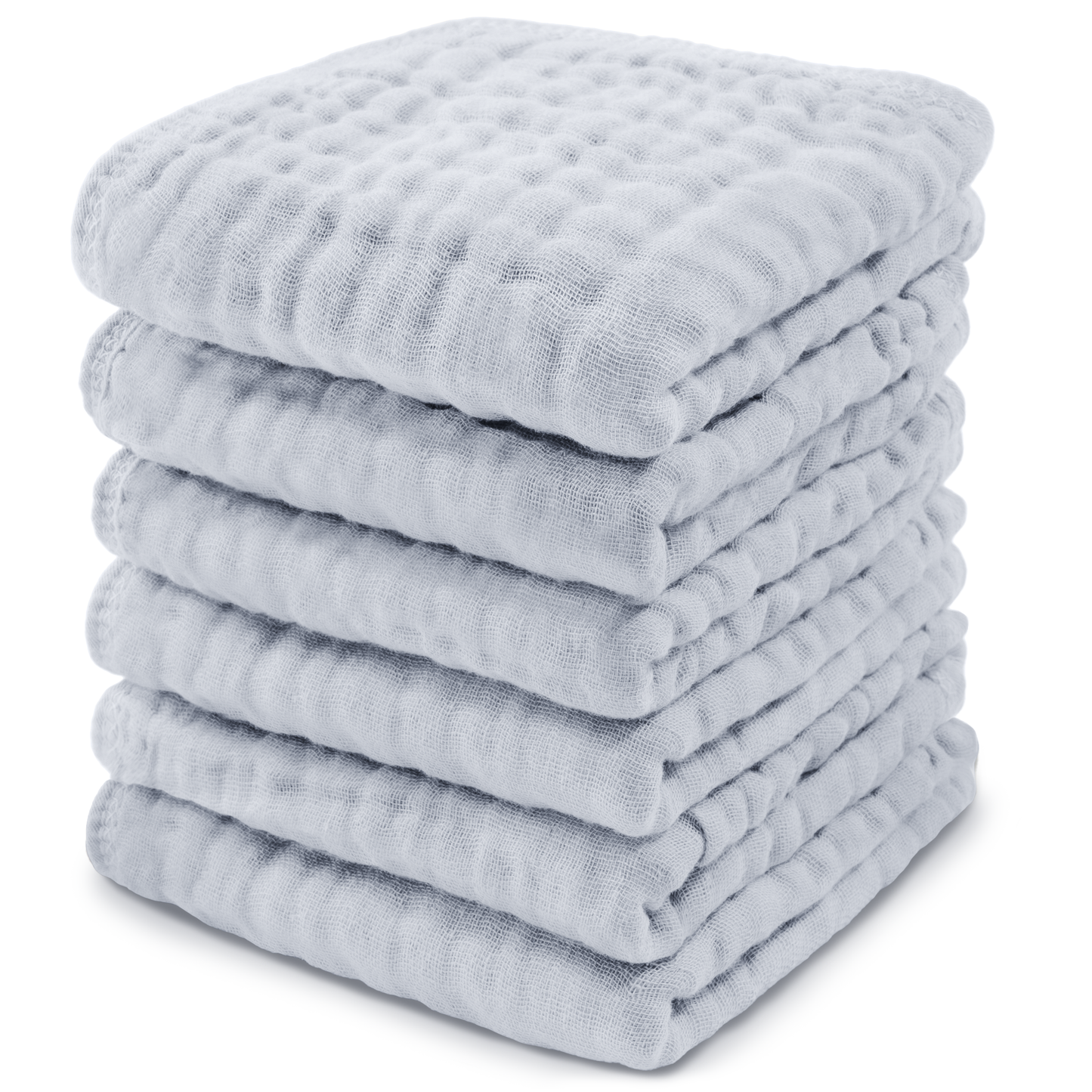 Baby Washcloths 100% Muslin Cotton by Comfy Cubs: White / 6-Pack 10”X10”