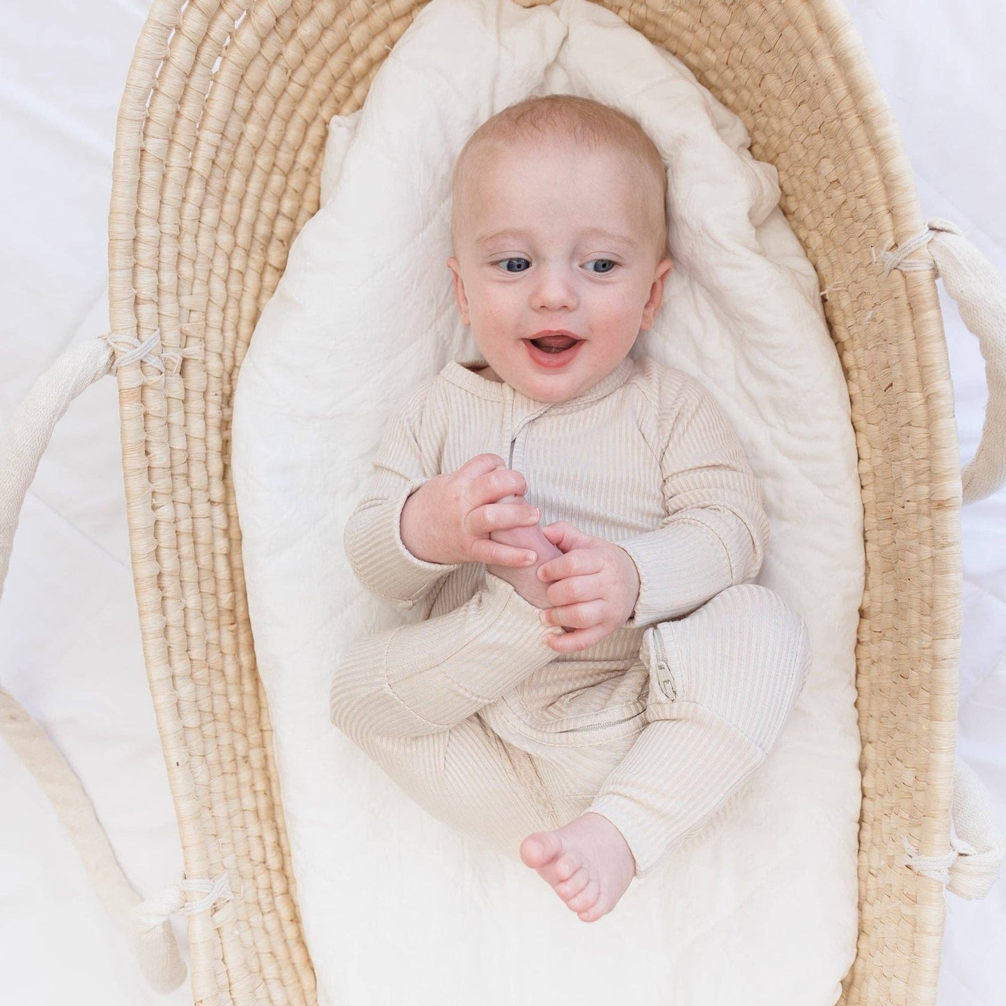 ZIP ROMPER - Clay Ribbed: 3/6m