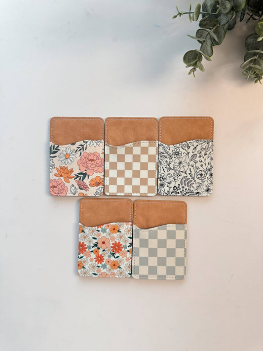 Phone Wallet, Card Holder, Stick on Phone Wallet,: #3 B&W Flowers
