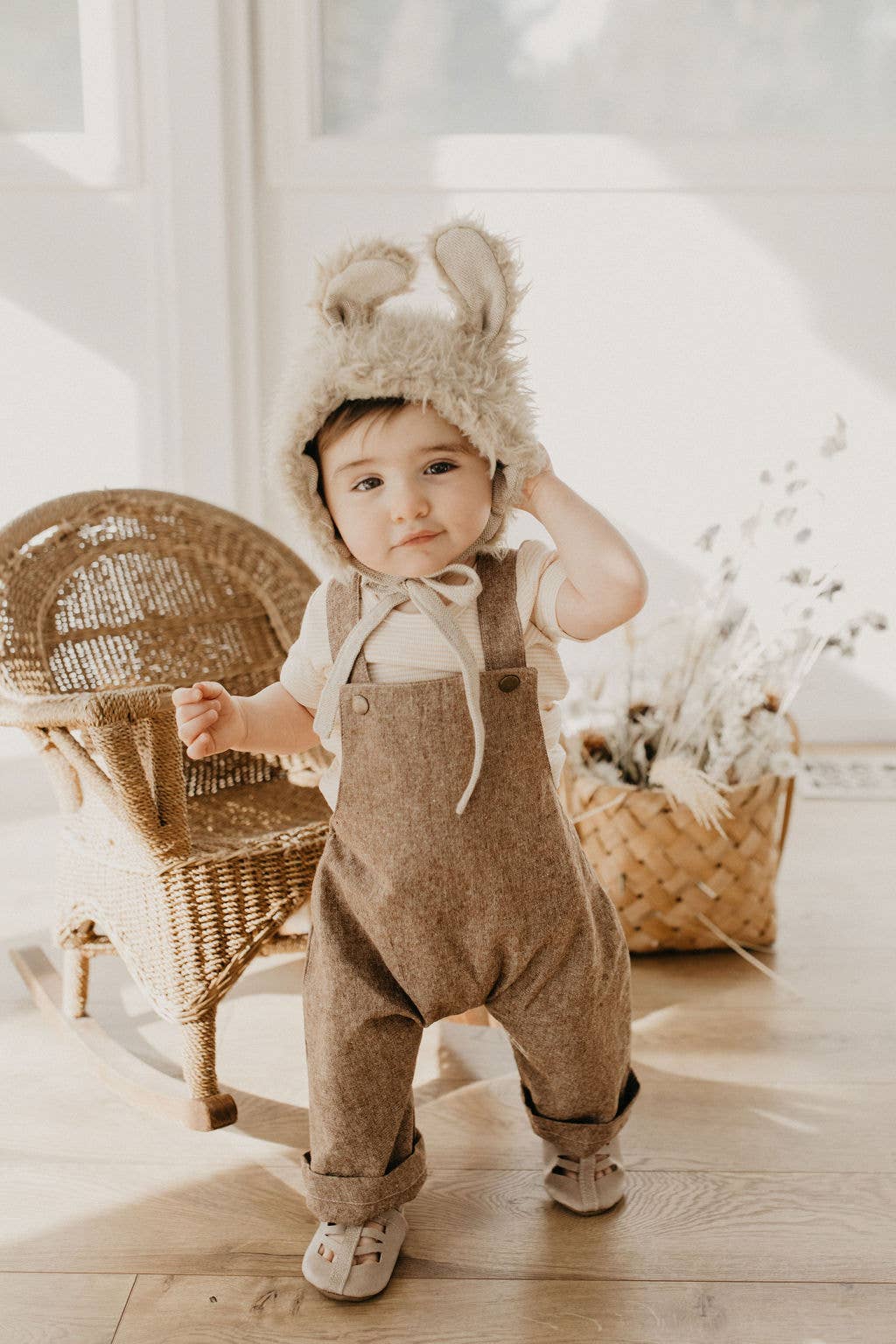 Baby And Children's Linen Harem Romper Pants: Nutmeg / 2T