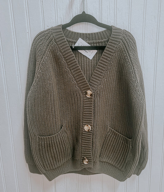 Knit Cardigan- Olive