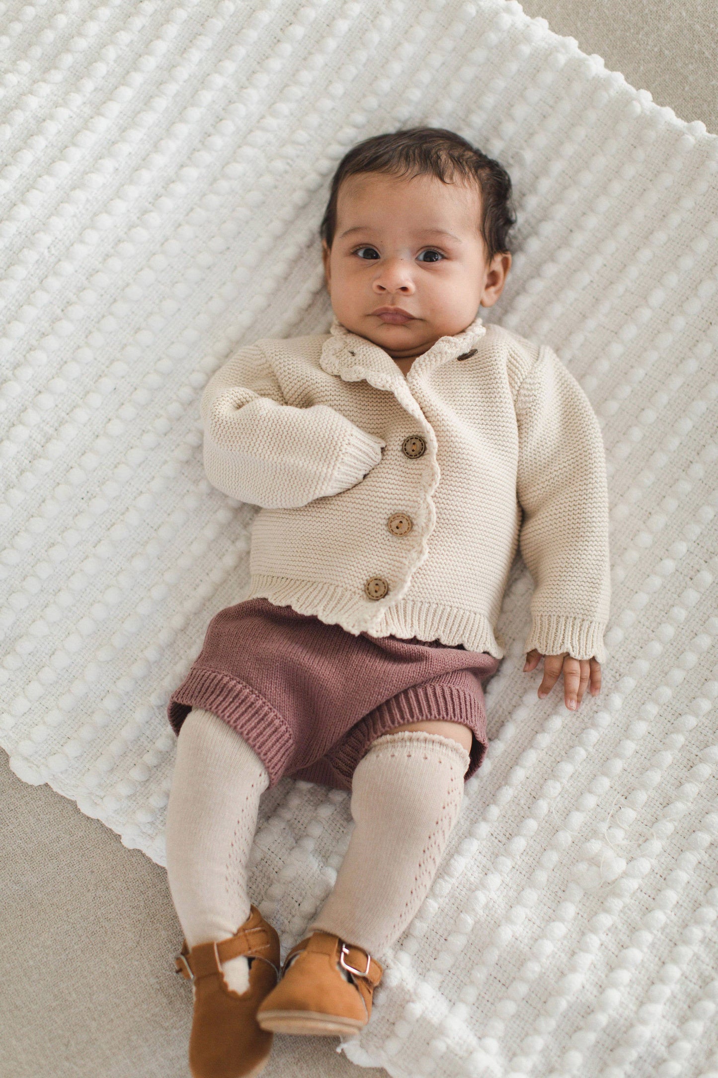 Baby Girl Sweater Cardigan Cotton Knit Dressy top SOPHIA: Sophia Dusty Pink / 0-3m
