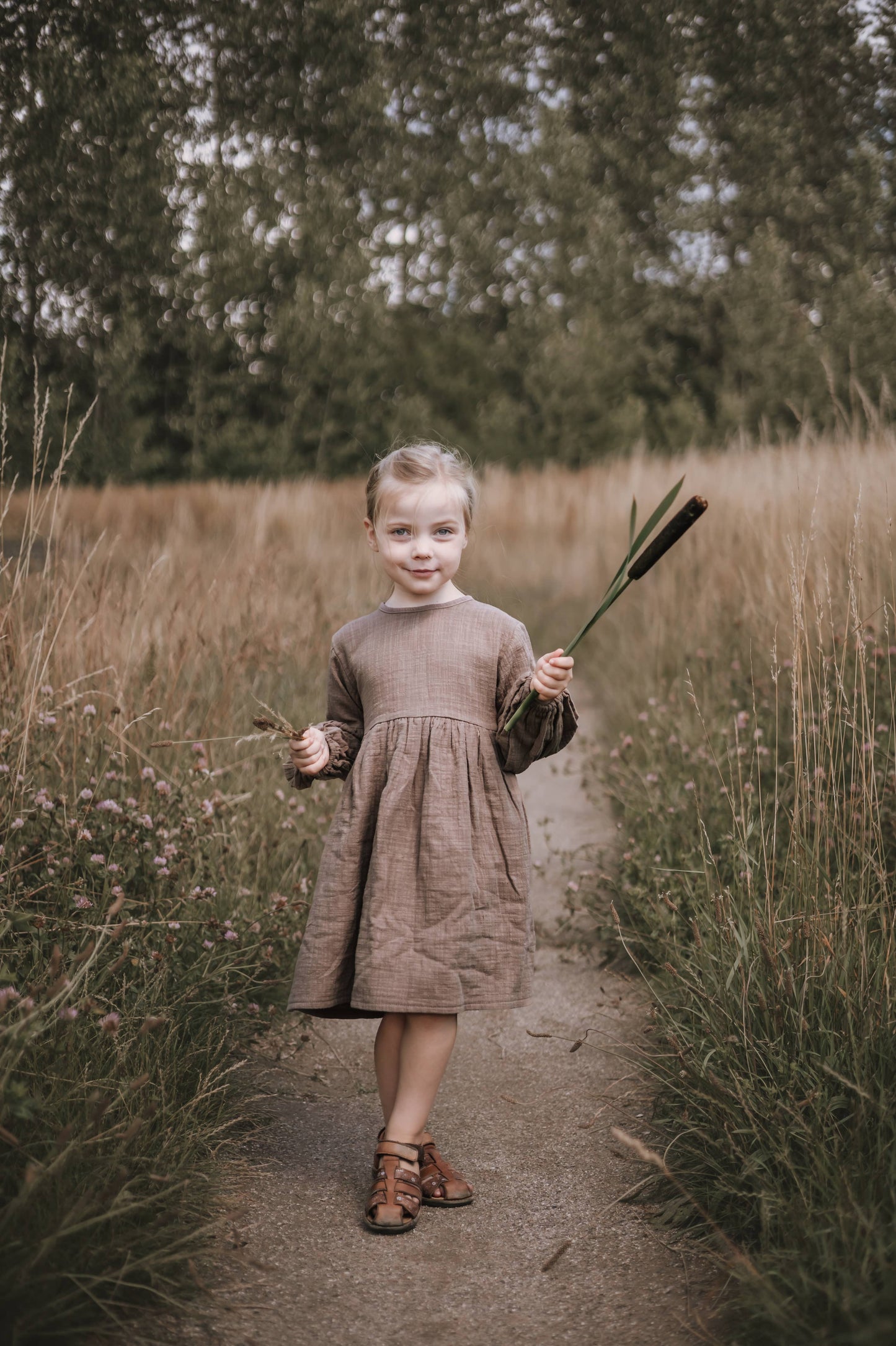 Annie & Charles® organic cotton muslin dress NOAH: Brown / 5-6Y
