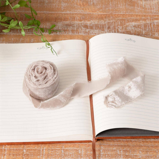 Gray  Raw Edge Velvet Ribbon (PC)