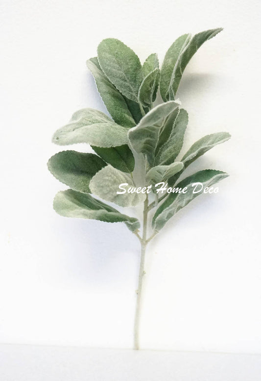 Flocked Lamb's Ear Artificial Leaf Bush, DIY Craft Greenery