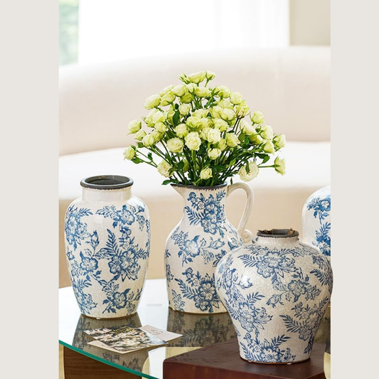 Blue Floral Ceramic Vase