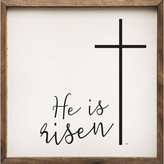 He Is Risen Cross White