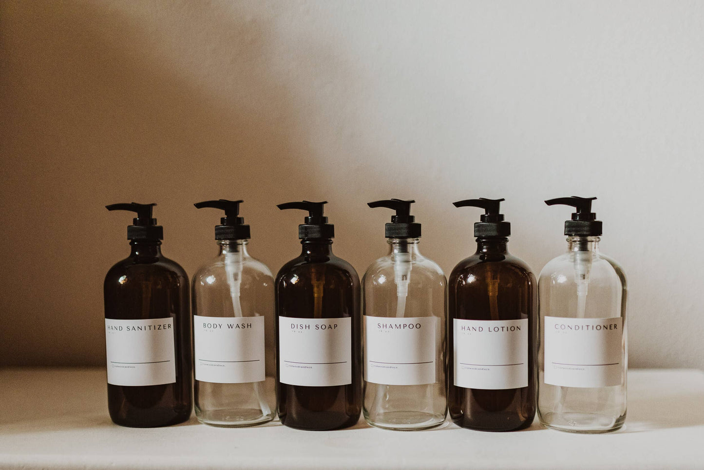 GLASS DISPENSERS 16OZ: Amber - Dish Soap