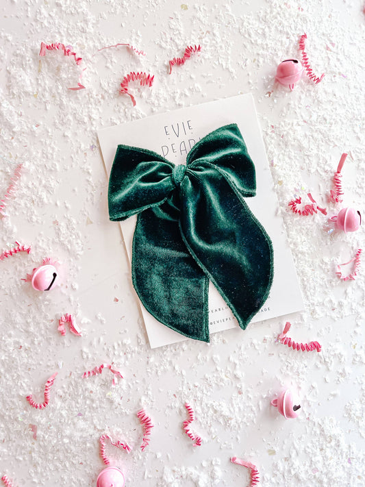 Green Velvet Oversized Bow