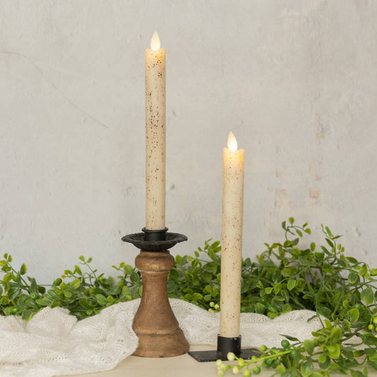 SET/ 2 - 9.5" MOVING FLAME CREAM TAPER CANDLE