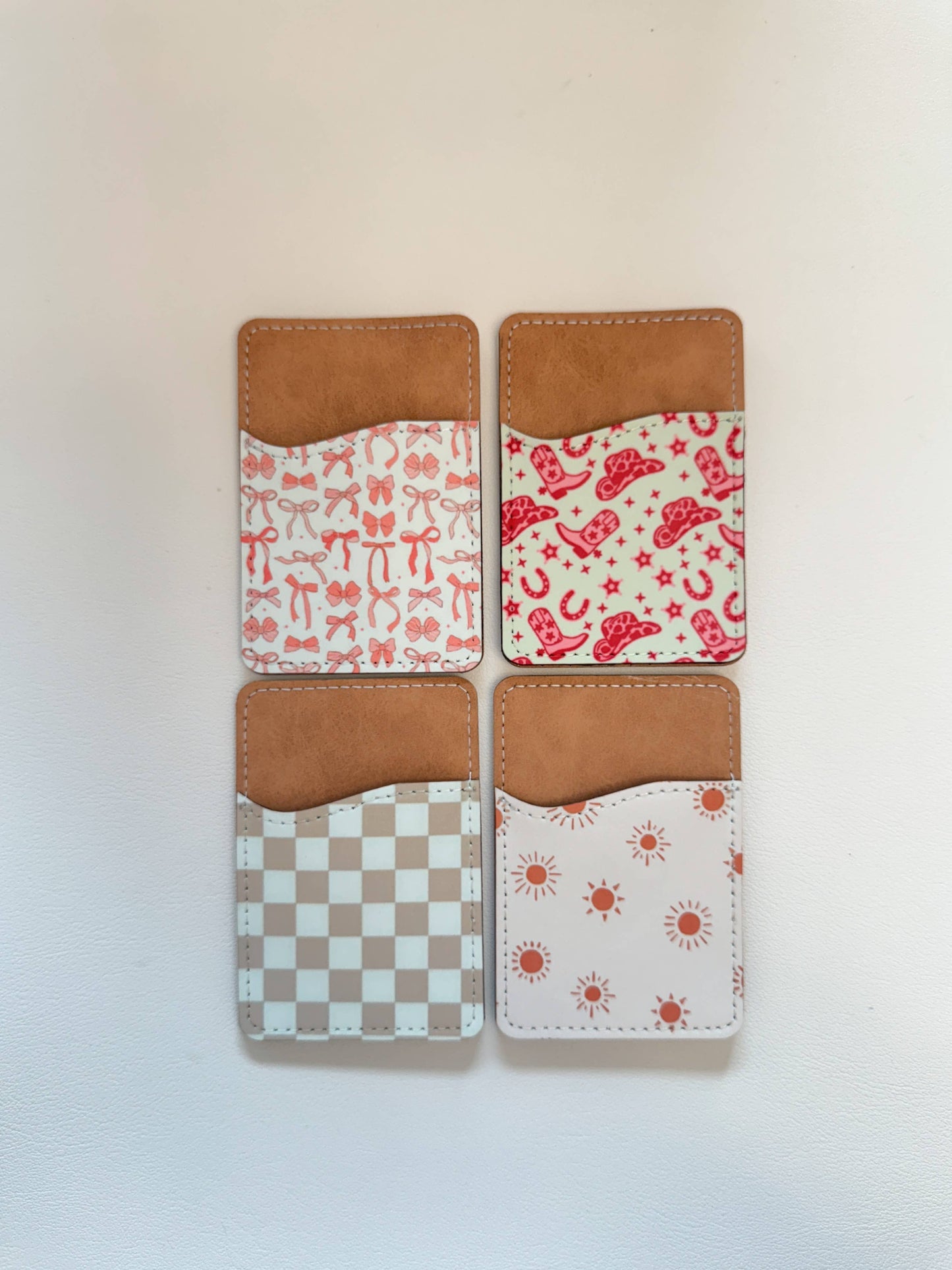 Phone Wallet, Card Holder, Stick on Phone Wallet,: #30 Black Bow