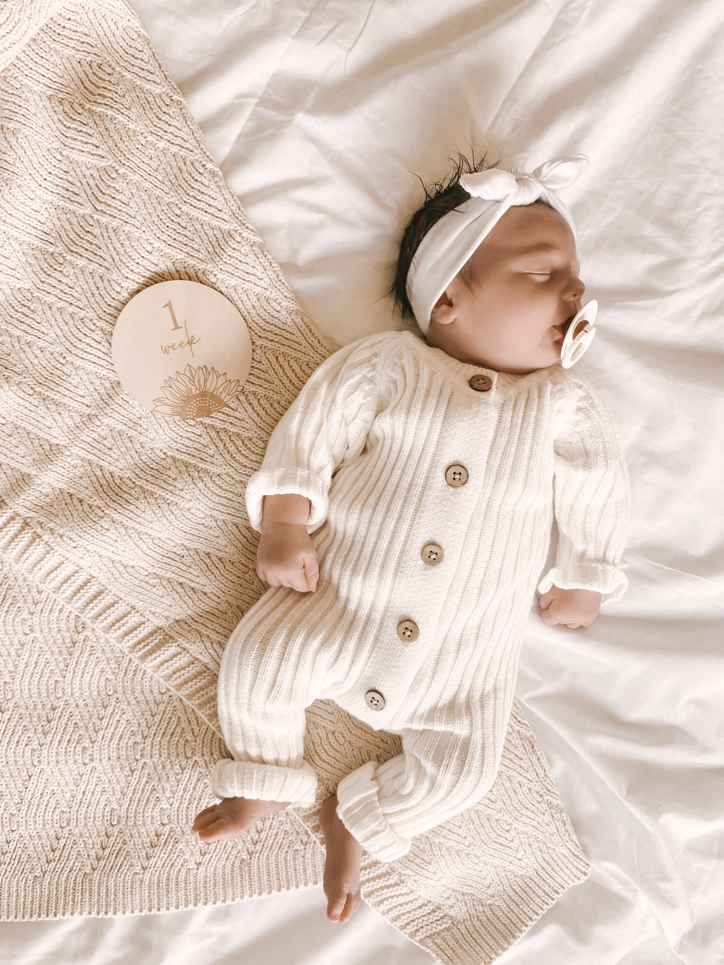 Ribbed Romper  - Milk: Newborn